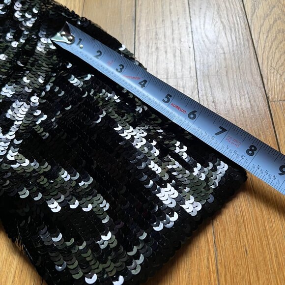 Zara Knit Size S Black Round Neck Short Sleeve Sequin Fringe Hem Top NWT - Picture 15 of 16